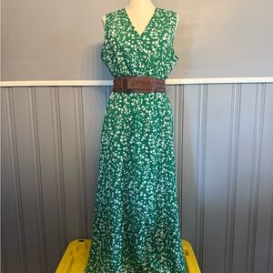 SHEIN Green Sleeveless V-Neck Maxi Sundress